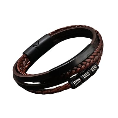 Bovista Armband - Staal - Nep Zilver - Heren - Koffie