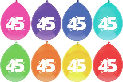 Haza Ballonnen - 45 jaar - leeftijd verjaardag - 6 stuks - 29 cm - versiering
