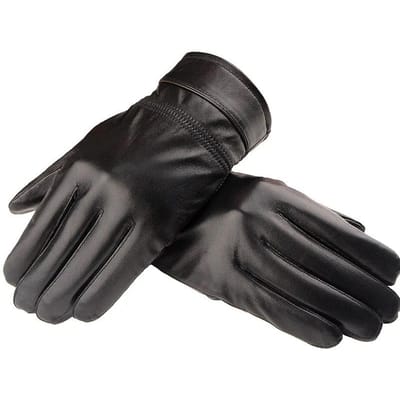 Leren handschoenen Winter dikke winddichte rijhandschoenen heren Plus kasjmier schapenvacht handschoenen M-XL L black