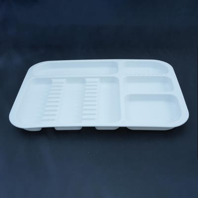 1 pièce Plateaux en plastique autoclavables pour instruments dentaires Plateaux colorés divisés pour le rangement des outils dentaires blanc
