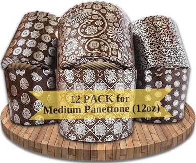 Papiervormen voor Panettone en Pasenbrood - 12 stuks - 8 x 11 cm - Ronde Bakvormen voor Italiaans Brood