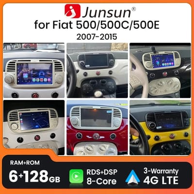 Junsun Android Multimedia Systeem voor Fiat 500 500C Abarth 2007 tot 2015 Touchscreen CarPlay Draadloos Android Auto GPS Navigatie Geïntegreerd Bluetooth Handenvrij Bellen USB Wifi Digitaal Radio Auto