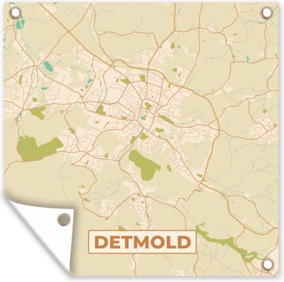 Tuin poster Stadskaart - Detmold - Vintage - Plattegrond - Kaart - 200x200 cm - Tuindoek