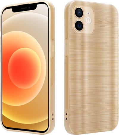 Cadorabo Hoesje geschikt voor Apple iPhone 12 in Brushed Goud - Beschermhoes Case Cover van flexibel TPU silicone in Brushed design