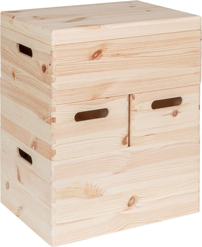 HAUDT® KIM Stapel Kist Set Neutraal - 40 x 30 x 49 cm - 4 kistjes - losse deksel
