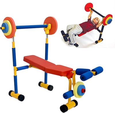 Kinder Fitness Bank - Oefenbank Speelgoed - Kinderen Trainen - Verstelbare Rugleuning - 90x81x77 cm - Zwart