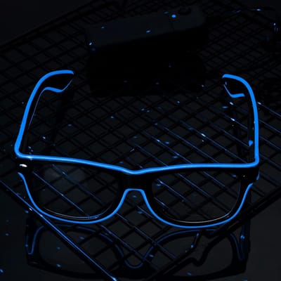 Lichtbril, futuristische led-feestbril, EL-draad, neonlicht, masker voor feest, decoratie, verjaardag, Kerstmis, rave, EDM, cosplay (blauw)