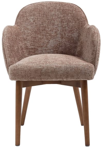Vente-unique Stoel met armleuningen in getextureerd stof en rubberhout - Taupe - MODINIA