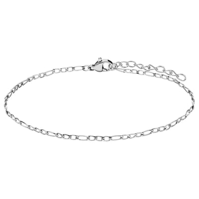 Lucardi Dames Stalen armband figaro 2mm - Armband - Staal - Zilver - 19 cm
