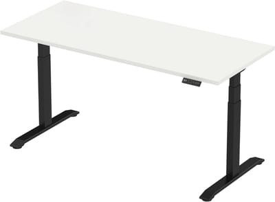 Zit-sta bureau elektrisch verstelbaar - 180 x 80 cm - hoogte 65-130 cm - NPR 1813 & NEN-EN 527 - zwart onderstel / puur wit blad