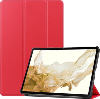 Hoes - Geschikt voor Samsung Galaxy Tab S8 - Dun & Stevig - Trifold Bookcase - Hard Cover - Hardcover Book Case - Tablet Hoesje - Rood