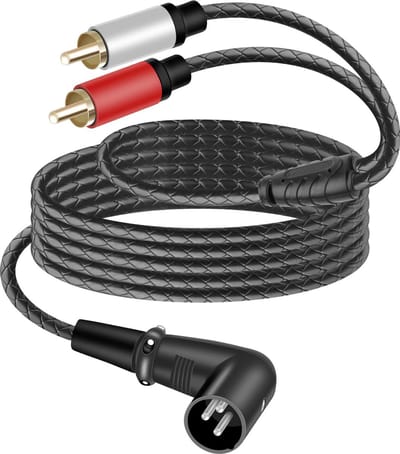 Audio Y Kabel - XLR naar RCA - Signaal Conversie - 90 Graden Hoek - 2 Meter - Zwart