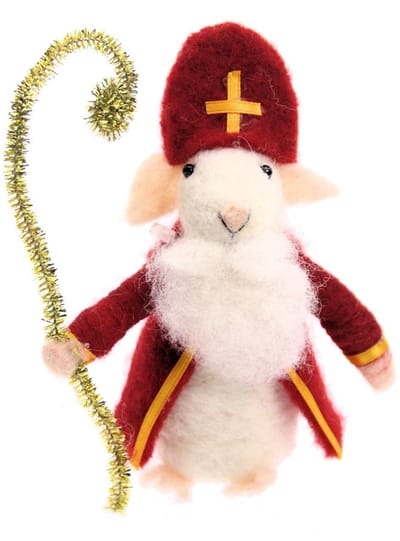 Muis Sinterklaas vilt 12x5x13,5cm