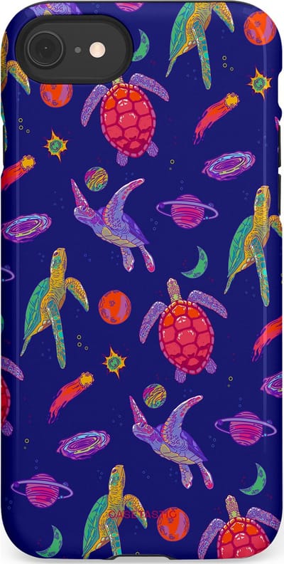 Casetastic Hoesje Geschikt voor Apple iPhone 7/8/SE - Stijlvolle Beschermende Duo-layer Case - Kosmische schildpad