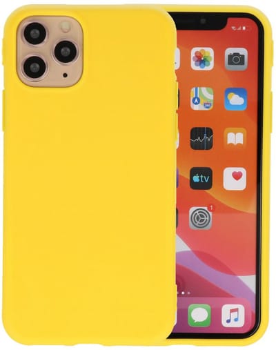Premium Color Bescherming Telefoonhoesje - Backcover Hoesje - Achterkant Hoesje - Geschikt voor iPhone 11 Pro - Geel