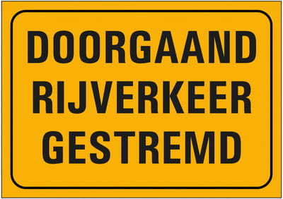 Doorgaand rijverkeer gestremd sticker 148 x 210 mm