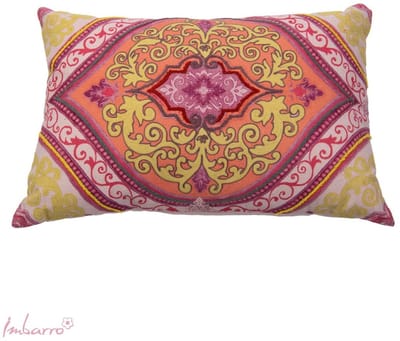 Imbarro Home & Fashion luxe katoenen kussen 40 x 60 cm met barok pint roze geel