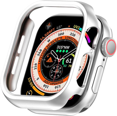 By Qubix - Hard case 42mm (open front) - Zilver - Geschikt voor Apple Watch 42mm (series 10) hoesje - screenprotector - Bescherming iWatch - Bescherm hoesje