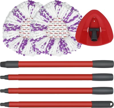Microvezel Spin Mop Set met Vervangende Mopkop en Handvat - Geschikt voor Turbo Systemen