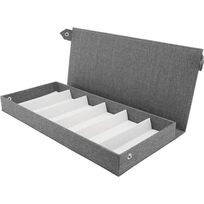 6 Sleuven Linnen Brillenbox Brillen Opbergkoffer Meerdere Sleuven Mode Brillen Display Organizer grijze kleur