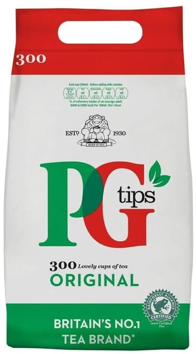 PG Tips zwarte thee, 1 pak (1 x 870 g) 300 theezakjes met Kajal Sticker