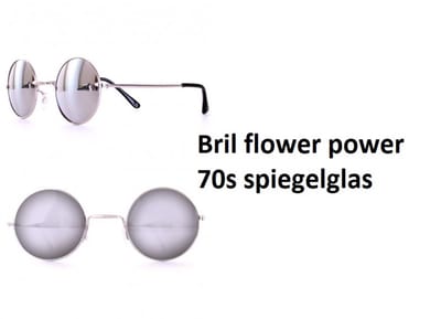 Bril flower power 70s zilver spiegelglas - Uilebril John lennon bril beatles rond 70s and 80s disco peace flower power happy together toppers