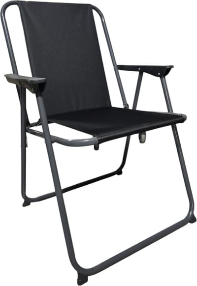 Atmosphera camping/strand stoel - aluminium - inklapbaar - zwart - L52 x B55 x H75 cm - buitenstoelen