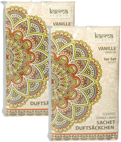 Home & Styling Geurzakjes Vanille geur - set 6x stuks - met ophanghaak - geurkaartjes/luchtverfrisser - kasthangers