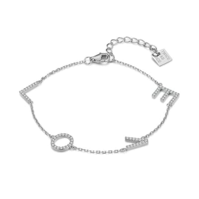 Twice As Nice Armband in zilver, tekst LOVE Zilverkleurig 16cm+3cm