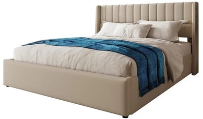 Brandistry - Tweepersoonsbed - Tweepersoonsbed Met Opbergruimte - 180x200cm - Beige - Opklapbare Lattenbodem met Hydraulisch Liftsysteem