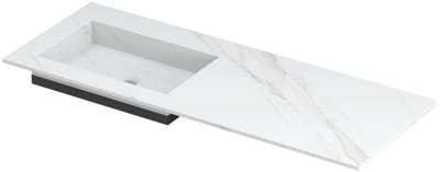 INK Post Wastafel Keramische Slab Envelop Bak Links Zonder Kraangat - 1200x450x10 mm - Calacatta Mat