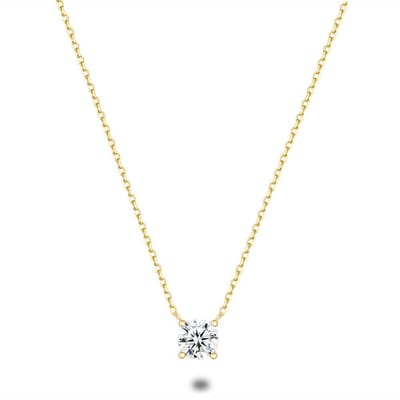 Twice As Nice Halsketting in 18kt verguld zilver, 6 mm zirkonia 36cm+4cm