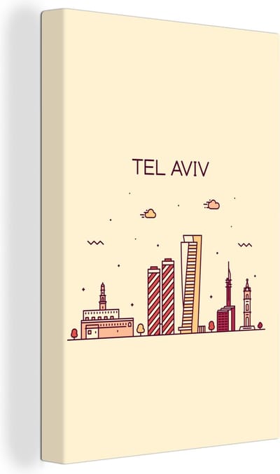 Canvas Schilderij Tel Aviv - Israël - Skyline - 80x120 cm - Wanddecoratie