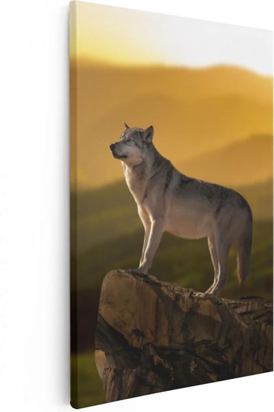 Artaza Canvas Schilderij Wolf - 20x30 cm - Klein - Wanddecoratie Dieren - Muurdecoratie Woonkamer - Schilderij Natuur