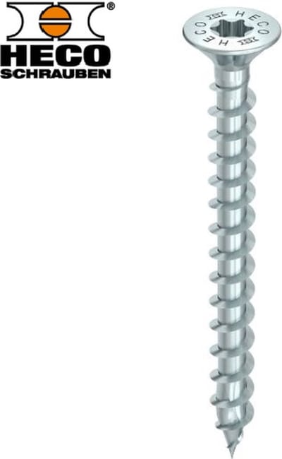 HECO TOPIX-Plus spaanplaatschroef 4x55mm - platkop - verzinkt - voldraad - HD-20 - 60547 (Per 200 stuks)