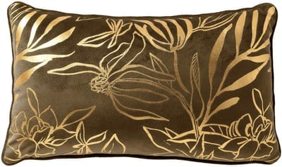 Dutch Decor LONNE - kussenhoes 30x50 cm - bladmotief - Military Olive - groen - met rits - zonder binnenkussen