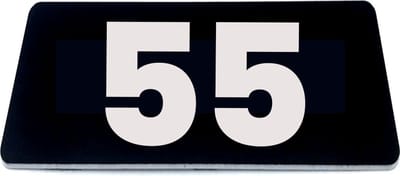 Nummerplaatje 55 - 80 x 50 x 1,6 mm - Zwart/wit - incl. 3M-tape | Nummerbordje - Deur en kamernummer - brievenbusnummers - Gratis verzending - 5 jaar garantie