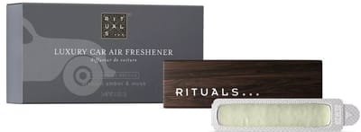 Rituals - Auto Parfum - 2x Auto Luchtverfrisser Refills 3 gram + 1x Houten Houder voor Luchtverfrisser - Homme - Autoparfum - Car Perfume - Refill - Navulling - Heren - Man - Mannen