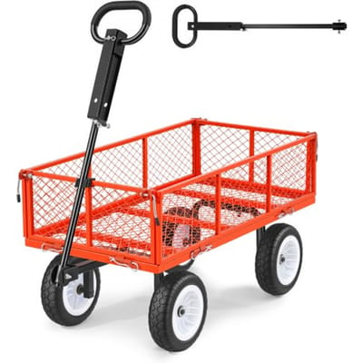 VEVOR Opvouwbare Wagen, 408,2 Kg Laadvermogen, Tuinwagen met PU-Banden, Handkar met Verstelbare Handgreep, Afneembare Zijpanelen, Transportwagen voor Bevestiging Aan ATV Of Tractor, Rood