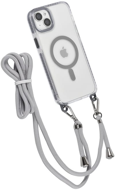 TUNIQ telefoonhoesje voor Apple iPhone 15 Plus - MagSafe backcover met koord - Grijs