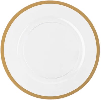 Decorline- 4 x Premium herbruikbaar kunstof Onderbord set Transparant met gouden rand - 33 cm