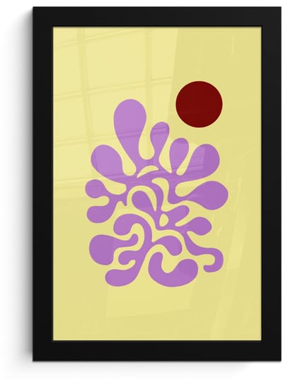 Poster in lijst - Fotolijst 20x30 cm - Posters - Koraal - Cirkel - Abstract - Geel - Posterlijst zwart - Decoratie - Wanddecoratie woonkamer - Muurdecoratie slaapkamer