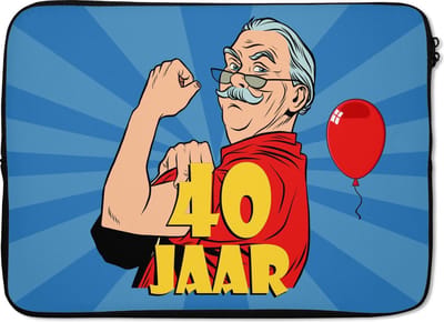 Laptophoes 14 inch - Man - Verjaardag - 40 jaar - Laptop sleeve - Binnenmaat 33x23 cm - Zwarte achterkant