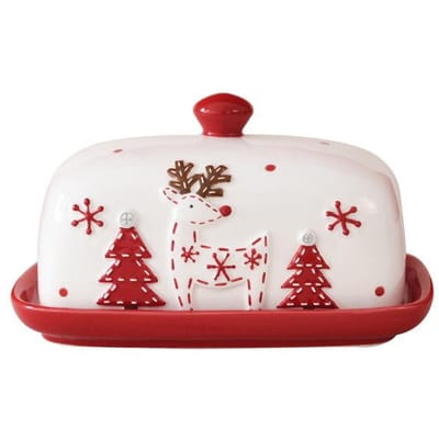 Noordse Keramische Boterschaal Eland Kerstman Snoepjes Taarten Desserts Bord Boterbordjes Kerst Eten Dienblad Kaasdienblad Servies white