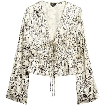 Superdry - Geweven top met plooien en 70s mouwen - Dames - Tops