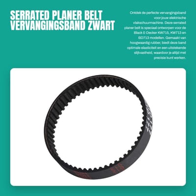 Dailygoods - Serrated Planer Belt - Vervangingsband - Zwart - Rubber - Duurzaam en Elastisch - Geschikt voor Black & Decker KW715 KW713 BD713