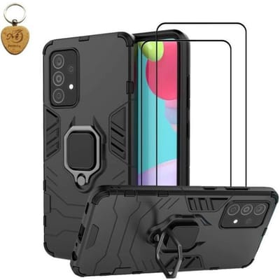 MMlife Pour Samsung Galaxy A52 5G / Galaxy A52s 5G Coque et Verre Trempé [2 pièces] Double Couche Anti-Rayure Rigide Mince Cas, Noir