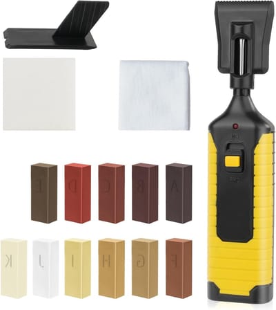 Laminate Repair Kit met 11 Kleuren, Houtreparatie Wax, Borstel en Schuur Spons voor Krassen op Laminaatvloer
