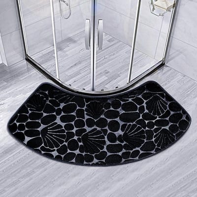 Luxe gebogen badmat, antislip zachte absorberende gewaaierde douchematten, wasbare badmat, hoekbadkuipvloertapijt voor douche 430MMx980MM