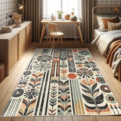 ABAKUHAUS Vloerkleed - Woonkamer Tapijt – 122 x 170 cm – Hoogpolig – donkeroranje Reseda